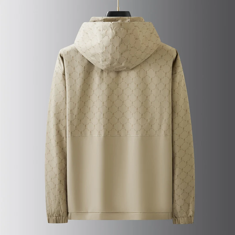 Herren Leichter wasserabweisender Kapuzen-Outdoorblouson mit Allover-Muster und großen Eingrifftaschen Nord Taschen