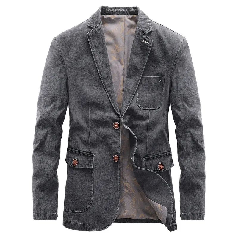 Herren Baumwoll-Denim-Sakko im Vintage‑Look mit Kontrastnähten Nord Taschen