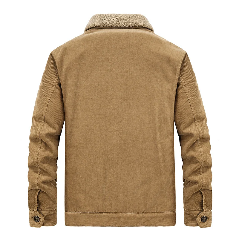 Herren Baumwoll-Cordjacke im Worker-Blouson mit wärmender Sherpa-Innenausstattung Nord Taschen