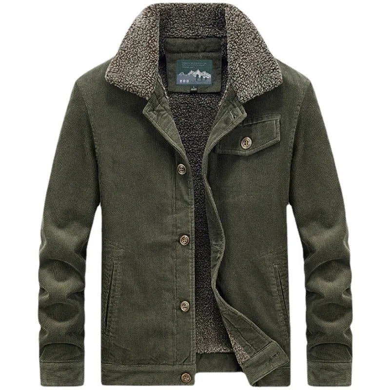 Herren Baumwoll-Cordjacke im Worker-Blouson mit wärmender Sherpa-Innenausstattung Nord Taschen