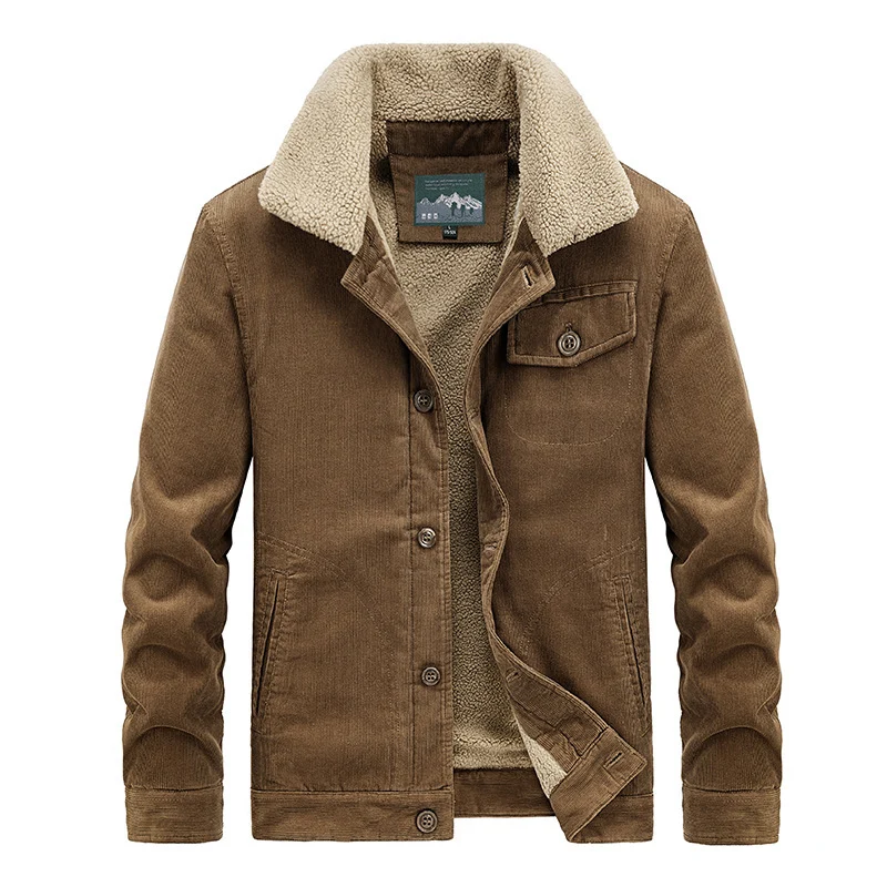 Herren Baumwoll-Cordjacke im Worker-Blouson mit wärmender Sherpa-Innenausstattung Nord Taschen