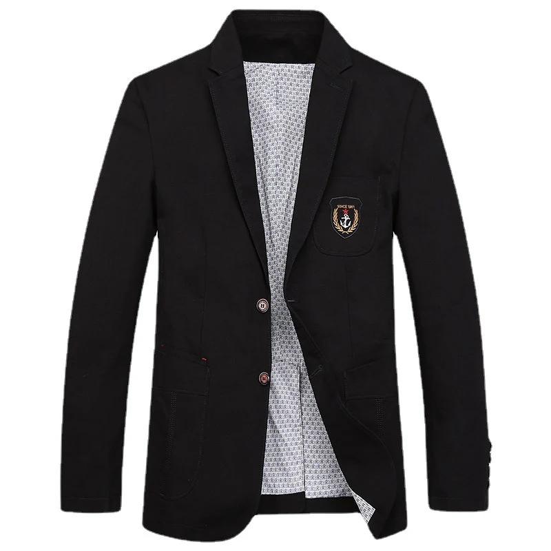 Herren Baumwoll-Blazer im Casual-Worker-Stil mit Brusttasche und Emblem Nord Taschen