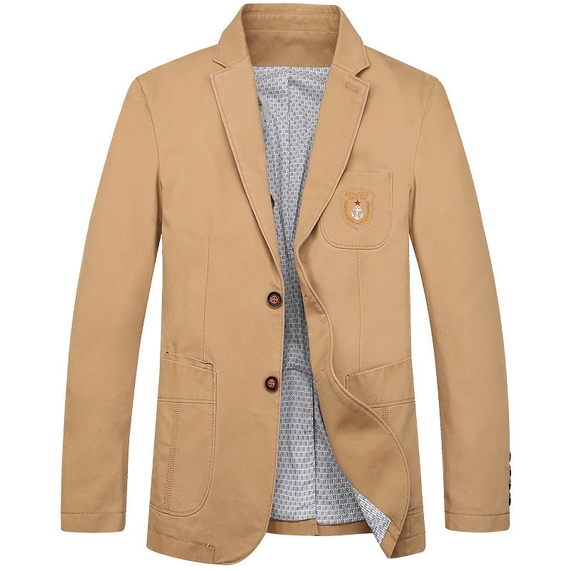 Herren Baumwoll-Blazer im Casual-Worker-Stil mit Brusttasche und Emblem Nord Taschen