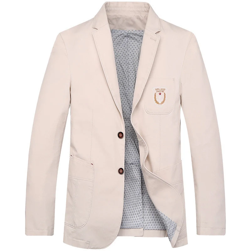Herren Baumwoll-Blazer im Casual-Worker-Stil mit Brusttasche und Emblem Nord Taschen
