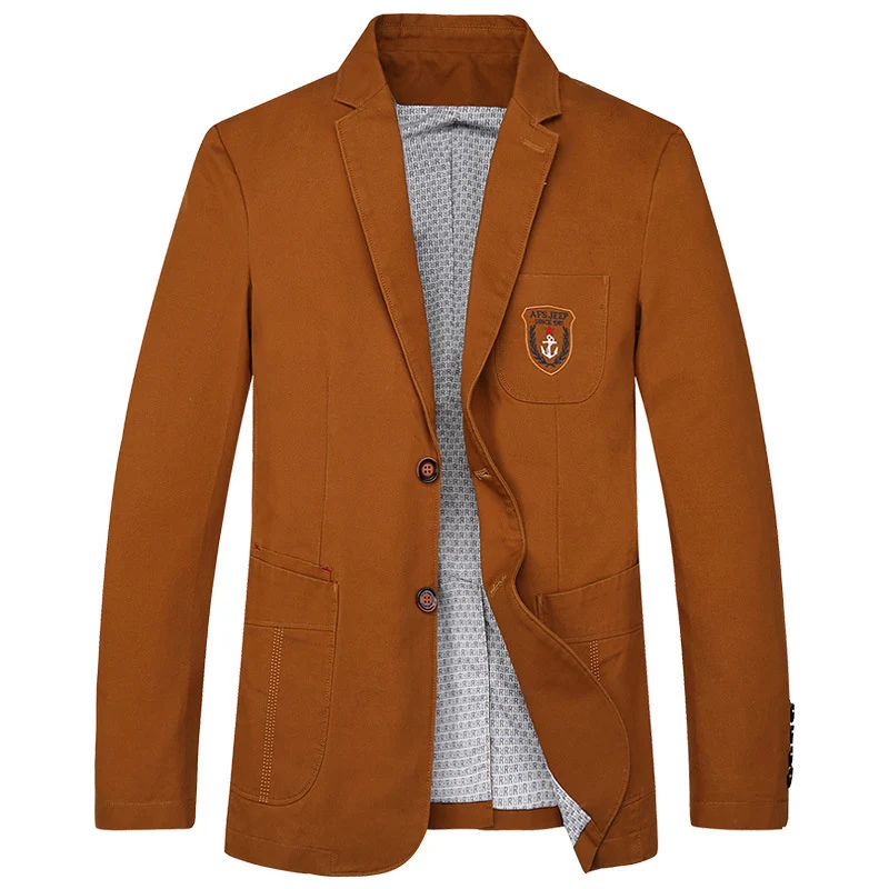 Herren Baumwoll-Blazer im Casual-Worker-Stil mit Brusttasche und Emblem Nord Taschen