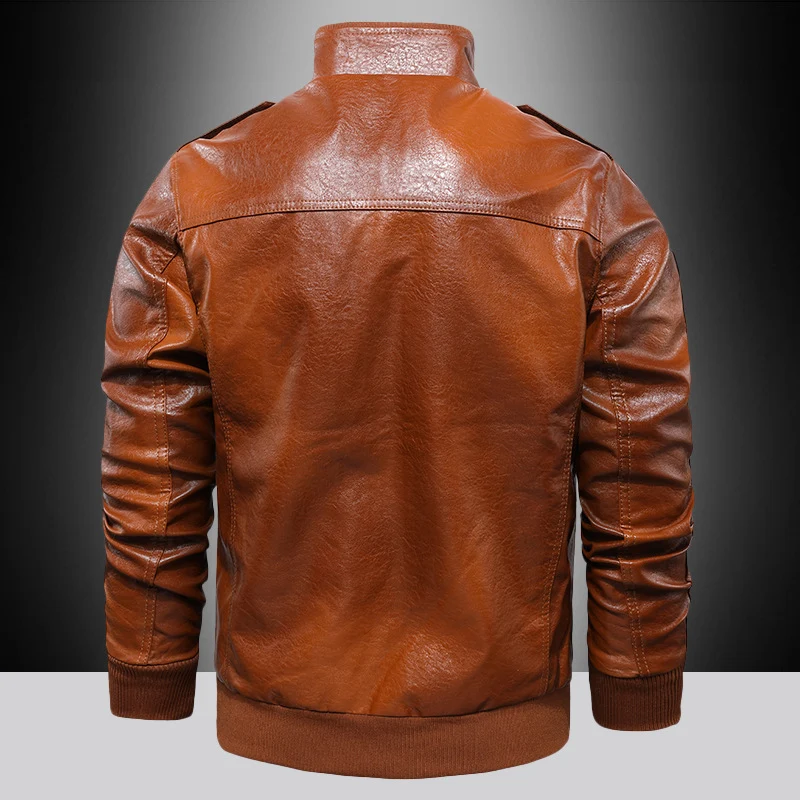 Herren Aviator‑inspiriertes Vintage Kunstleder‑Fliegerblouson mit Schulterepauletten und Pattentaschen Nord Taschen