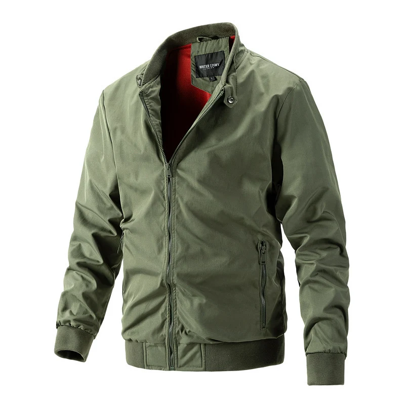 Herren Aviator-inspirierte Windbreaker-Bomberjacke mit Stehkragen und Mesh-Innenfutter Nord Taschen