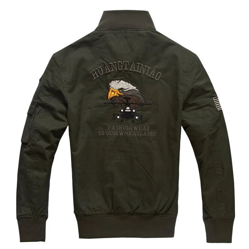 Herren Aviator-Canvasblouson mit Stickpatches, Stehkragen und Multifunktions-Pattentaschen Nord Taschen
