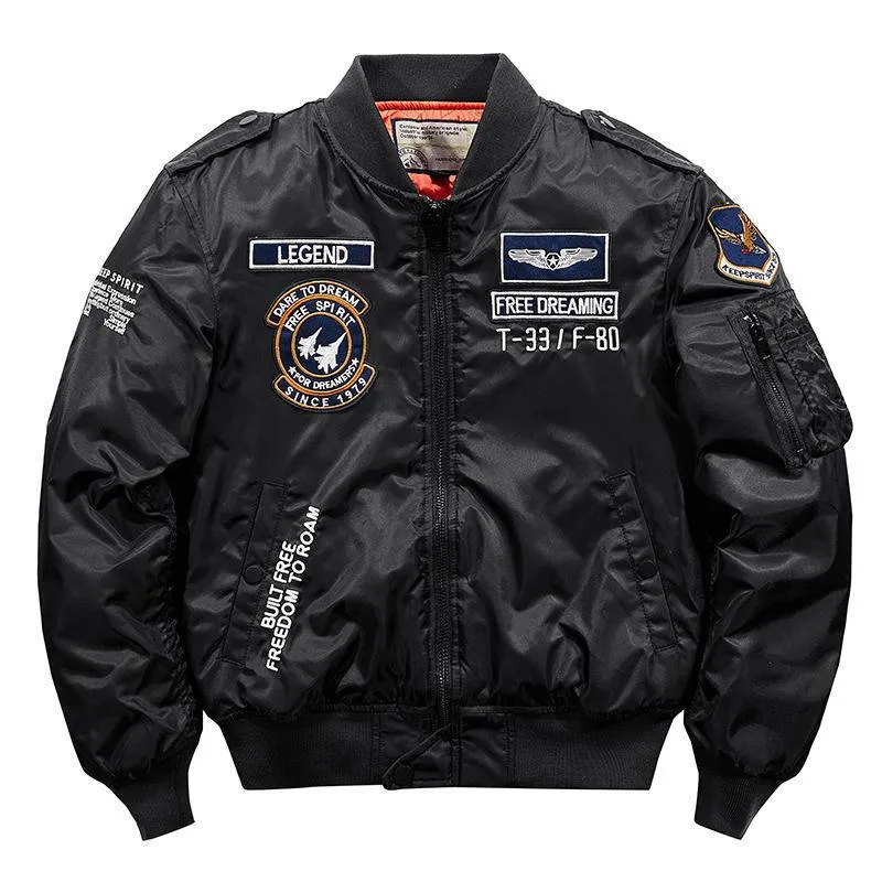 Herren Aviator-Bomberjacke im Military-Look mit gestepptem Thermofutter und Schulterpatches Nord Taschen
