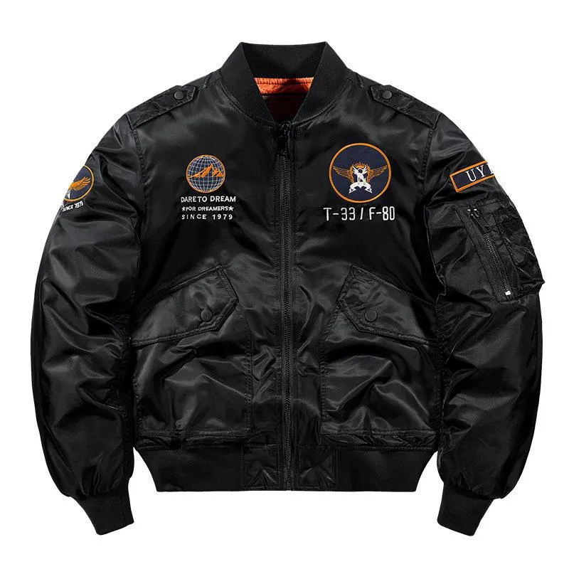 Herren Aviator-Bomberjacke im Military-Look mit gestepptem Thermofutter und Schulterpatches Nord Taschen