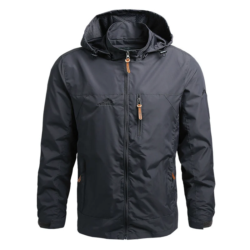 Herren atmungsaktive Softshell‑Trekkingjacke mit Kapuze und Brustreißverschlusstasche Nord Taschen