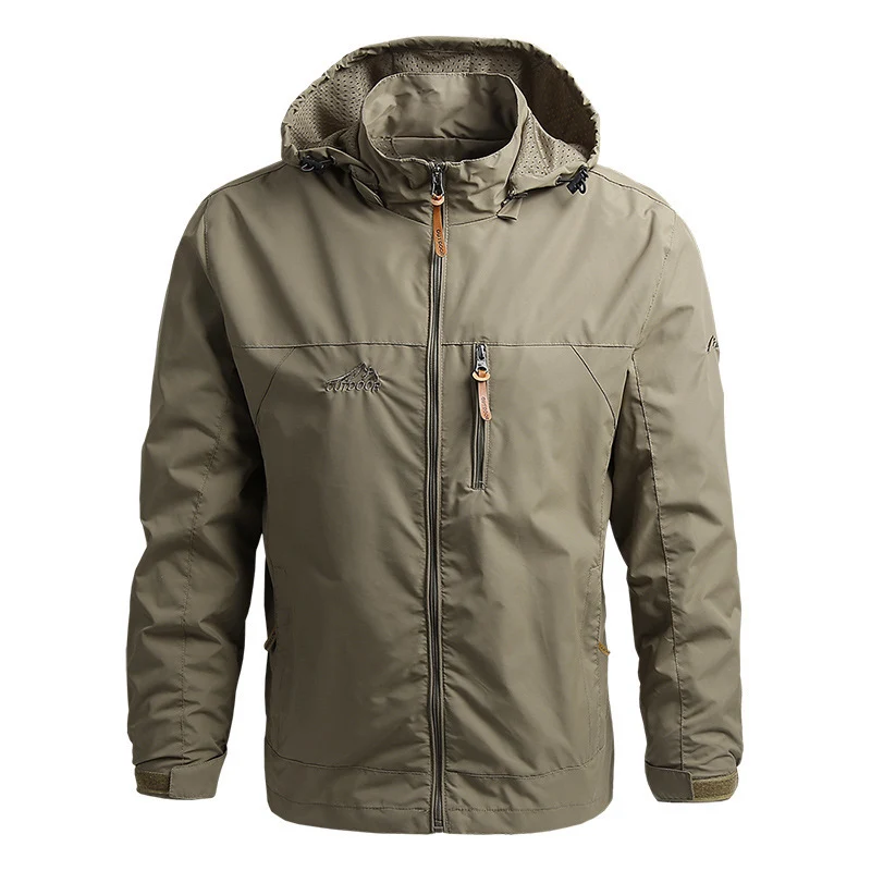 Herren atmungsaktive Softshell‑Trekkingjacke mit Kapuze und Brustreißverschlusstasche Nord Taschen
