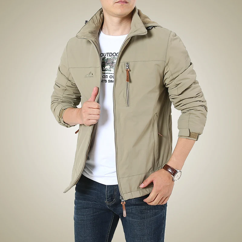 Herren Atmungsaktive Minimalistische Softshell‑Fieldjacke mit Stehkragen und Brustzip Nord Taschen