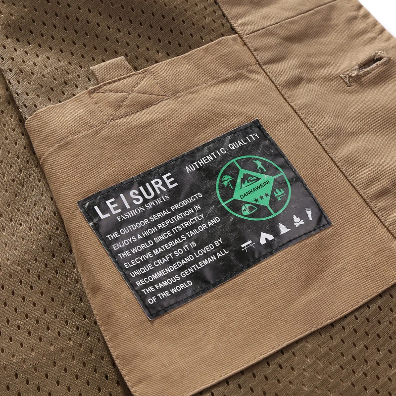 Herren Ärmellose Utility-Weste mit Knopfverschluss großen Aufgesetzten Fronttaschen und leichtem Mesh-Futter Nord Taschen