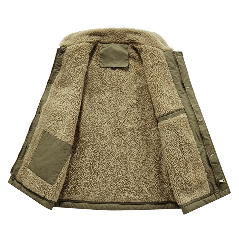 Herren Ärmellose Thermo-Weste im Military‑Style mit Teddyfutter und Stehkragen Nord Taschen