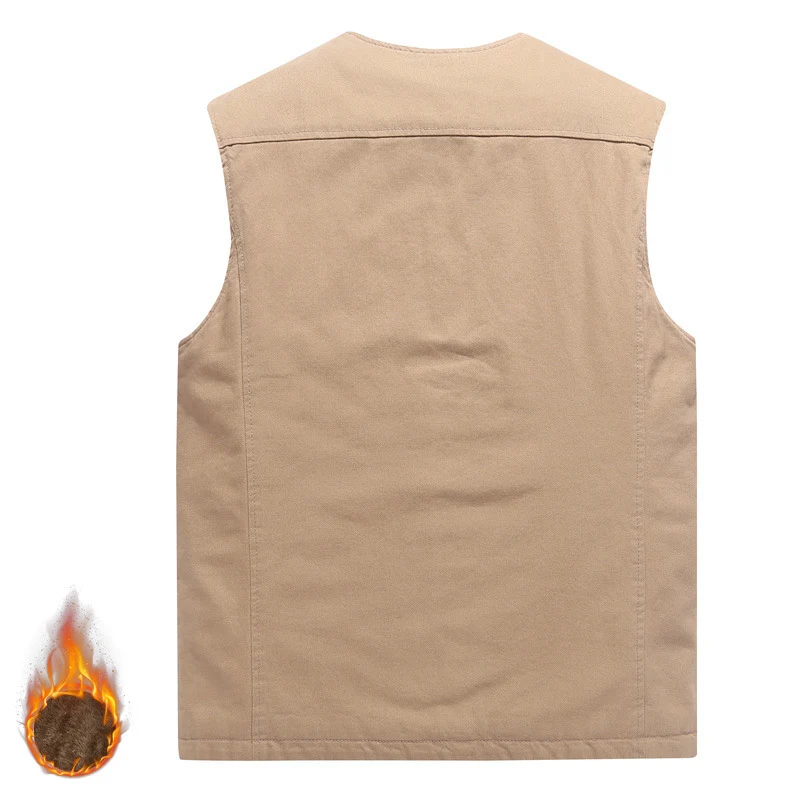 Herren Ärmellose Canvas‑Teddyweste mit wärmender Fleece‑Innenlage und aufgesetzten Taschen Nord Taschen