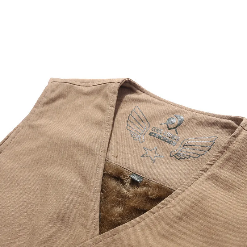 Herren Ärmellose Canvas‑Teddyweste mit wärmender Fleece‑Innenlage und aufgesetzten Taschen Nord Taschen