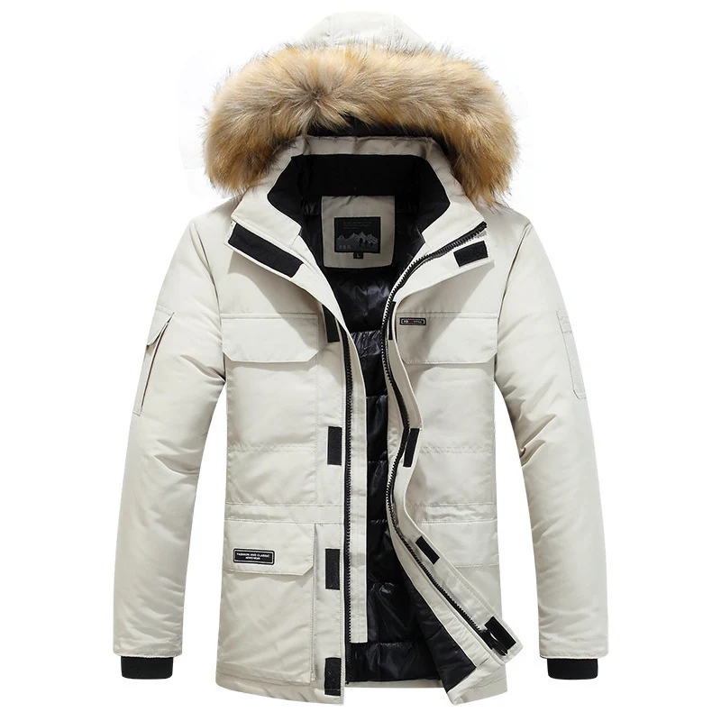 Herren Arctic-Expeditionsparka mit gefütterter Thermoisolierung und abnehmbarer Kunstfellkapuze Nord Taschen