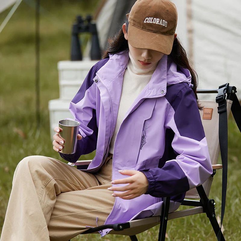 Damen zweilagige wasserdichte Outdoor‑Jacke mit Kapuze, atmungsaktiver Membran und verstellbarer Taille Nord Taschen