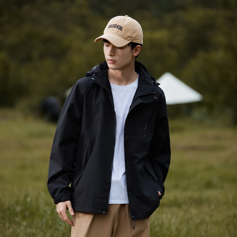 Damen zweilagige wasserdichte Outdoor‑Jacke mit Kapuze, atmungsaktiver Membran und verstellbarer Taille Nord Taschen
