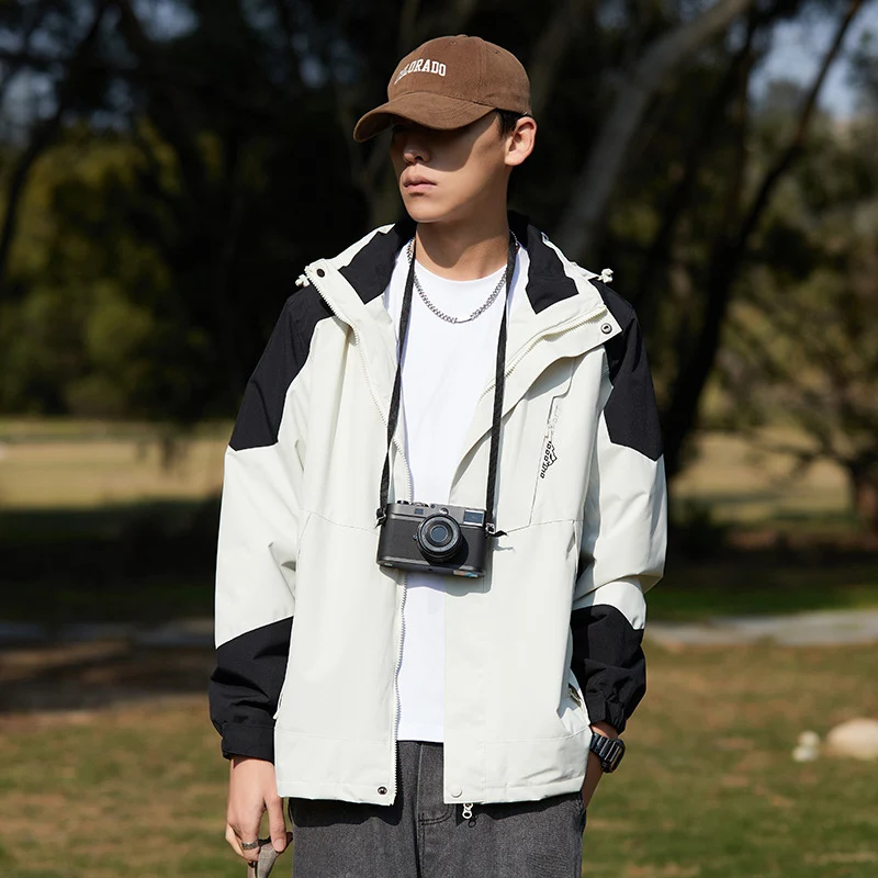 Damen zweilagige wasserabweisende Outdoorjacke mit Kapuze, Taillenregulierung und Kontrastbesätzen Nord Taschen