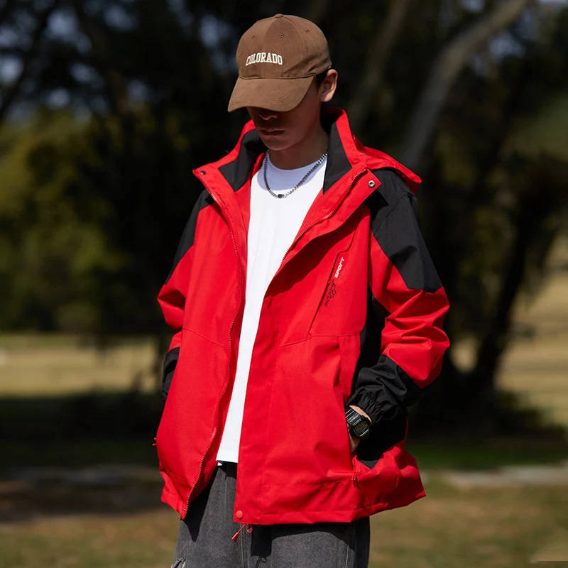 Damen zweilagige wasserabweisende Outdoorjacke mit Kapuze, Taillenregulierung und Kontrastbesätzen Nord Taschen