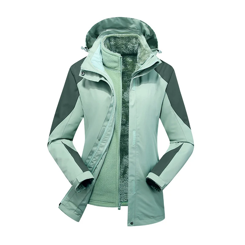 Damen zweilagige Softshelljacke mit herausnehmbarer Teddyfleece-Innenjacke und verstellbarer Kapuze Nord Taschen