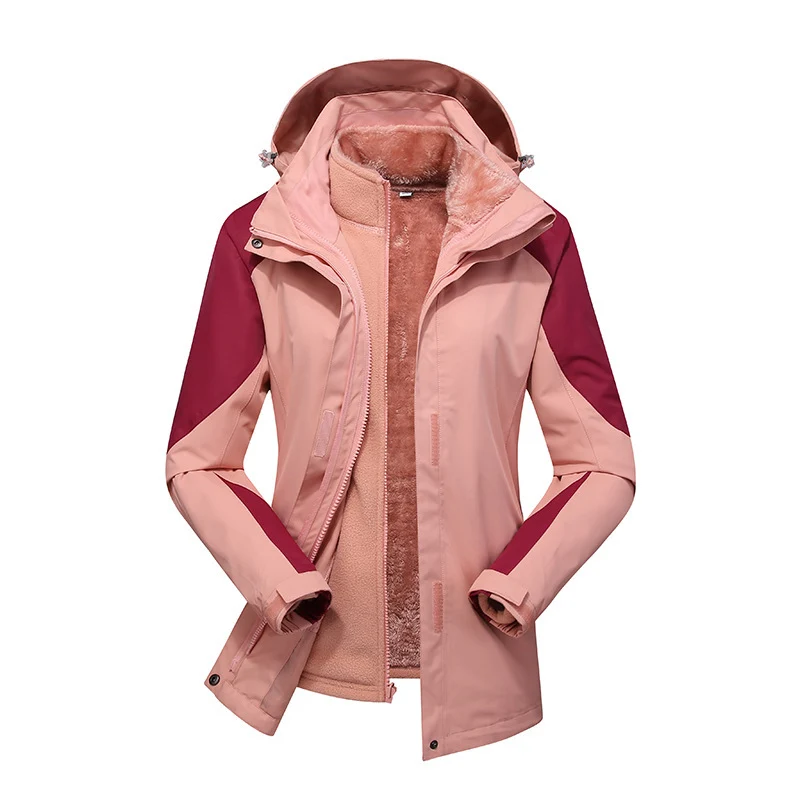 Damen zweilagige Softshelljacke mit herausnehmbarer Teddyfleece-Innenjacke und verstellbarer Kapuze Nord Taschen