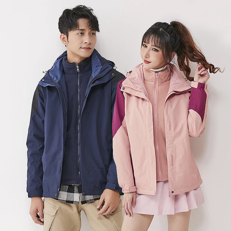 Damen zweilagige Outdoorjacke mit herausnehmbarer Fleece-Innenjacke und winddichter Membran Nord Taschen