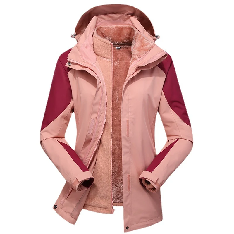 Damen zweilagige Outdoorjacke mit herausnehmbarer Fleece-Innenjacke und winddichter Membran Nord Taschen