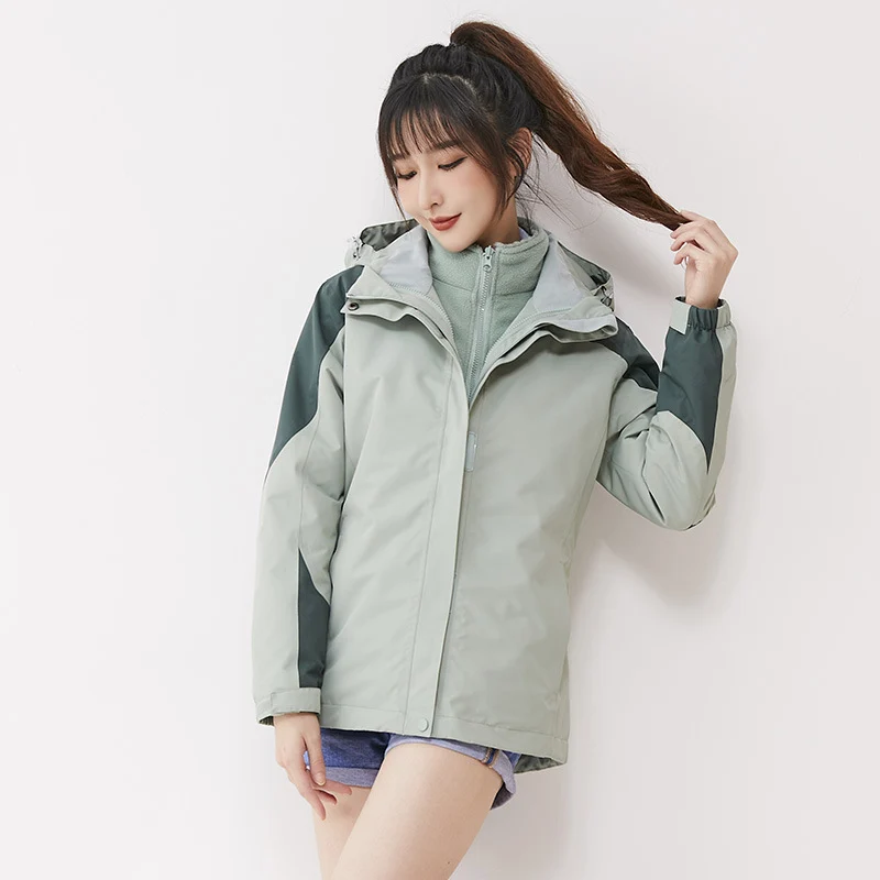 Damen zweilagige Outdoorjacke mit herausnehmbarer Fleece-Innenjacke und winddichter Membran Nord Taschen