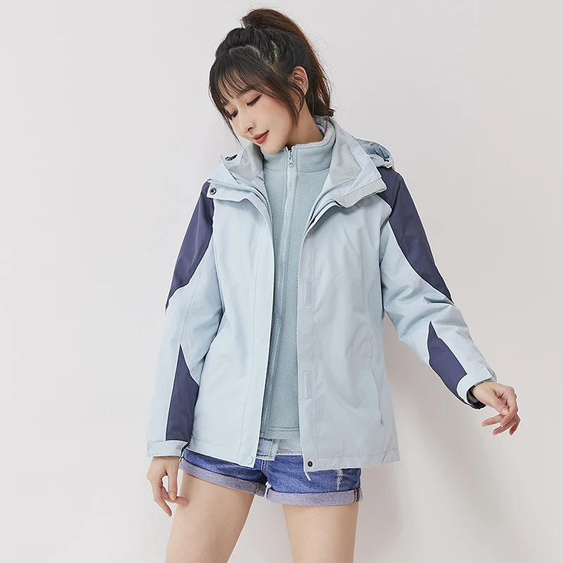 Damen zweilagige Outdoorjacke mit herausnehmbarer Fleece-Innenjacke und winddichter Membran Nord Taschen