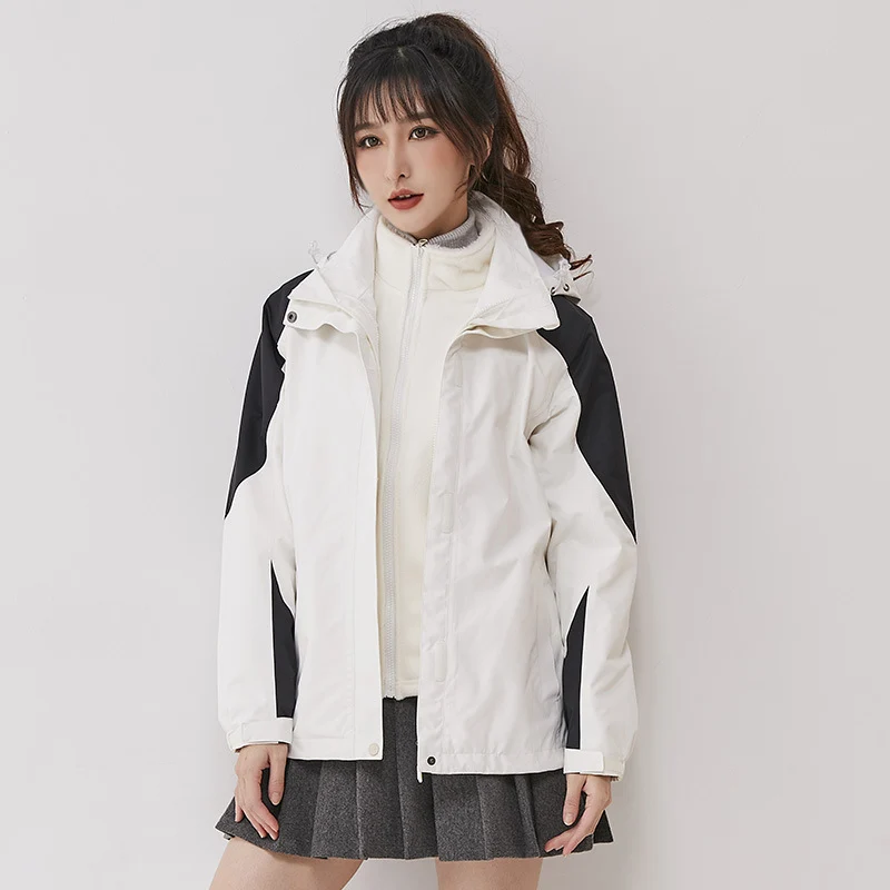 Damen zweilagige Outdoorjacke mit herausnehmbarer Fleece-Innenjacke und winddichter Membran Nord Taschen