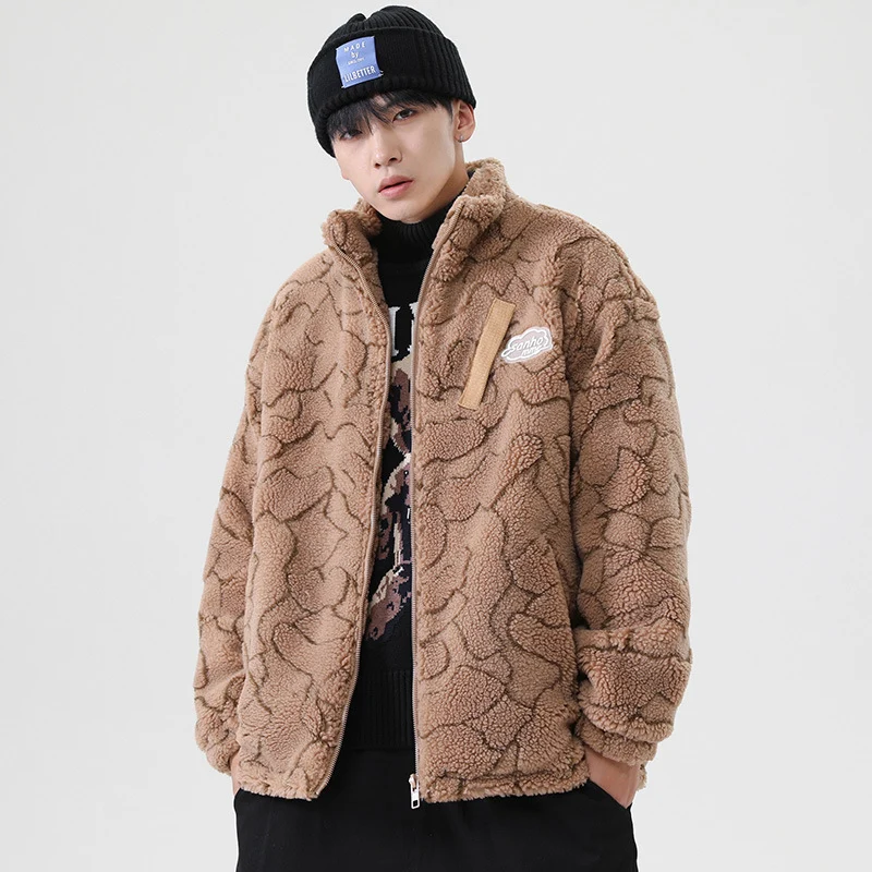 Damen kuschelige Teddy-Fleece Jacke mit Stehkragen und Kordelzug Nord Taschen