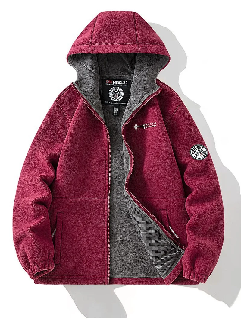 Damen Fleece-Kapuzenjacke mit wärmender Microfleece-Innenlage, durchgehendem Reißverschluss und elastischen Bündchen Nord Taschen