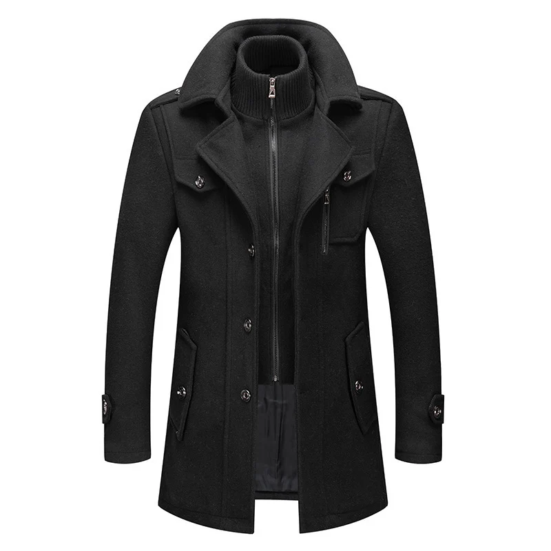 Herren Wollmix-Übermantel mit herausnehmbarer gesteppter Innenjacke Nord Taschen