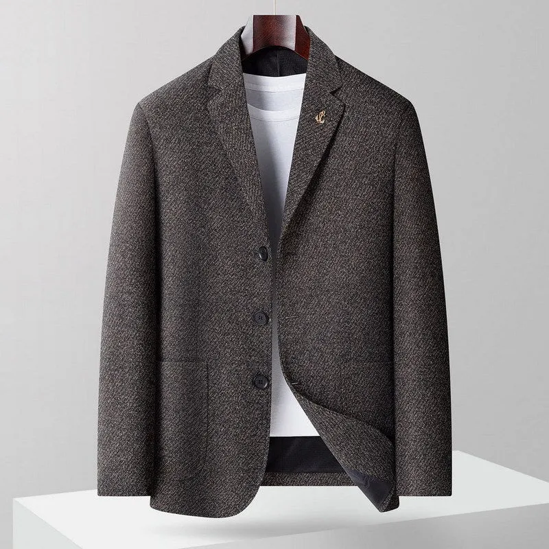 Herren Wollmix-Sakko mit Fischgrätstruktur, leichter Thermoisolierung und aufgesetzten Taschen Nord Taschen