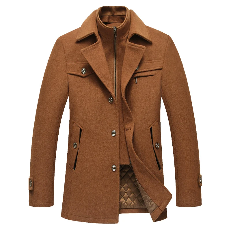 Herren Wollmix-Kurzmantel mit integrierter gesteppter Innenjacke und Hemdkragen Nord Taschen