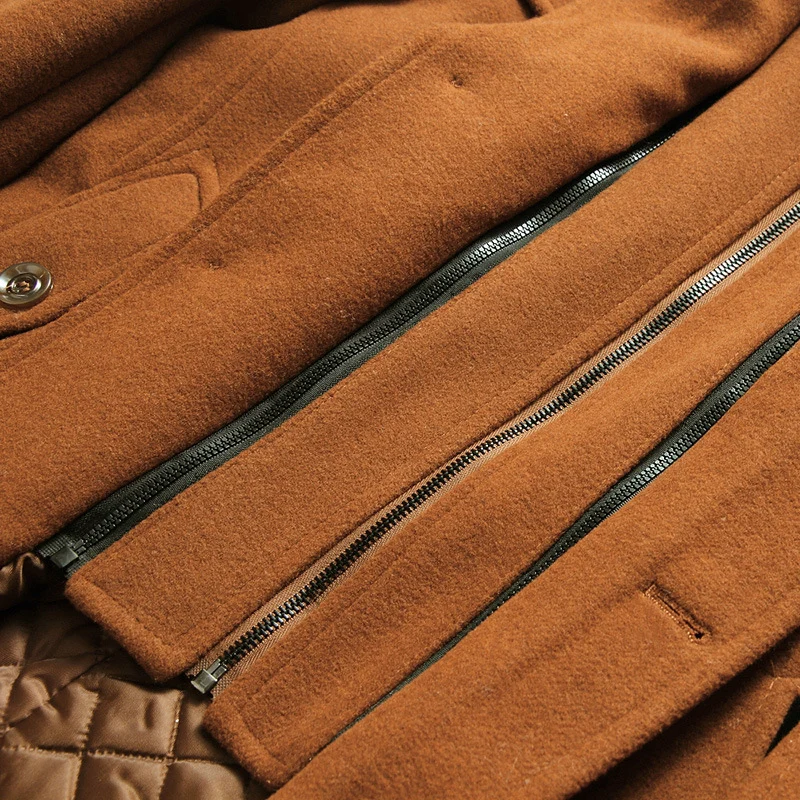 Herren Wollmix-Kurzmantel mit integrierter gesteppter Innenjacke und Hemdkragen Nord Taschen