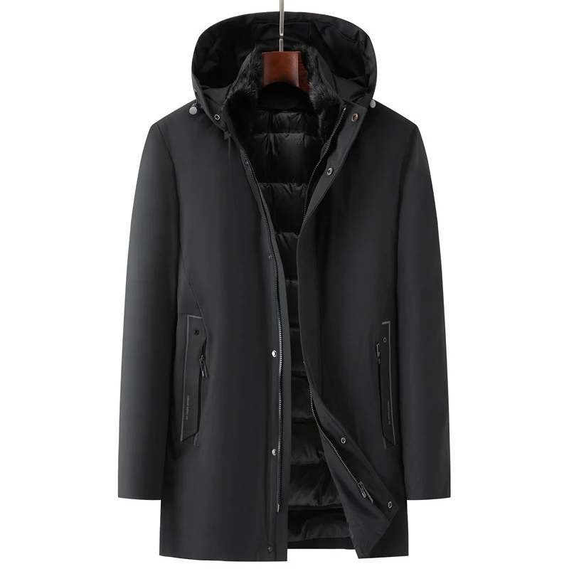 Herren wasserdichter zweilagiger Mantel mit gesteppter Innenjacke und Kapuze Nord Taschen