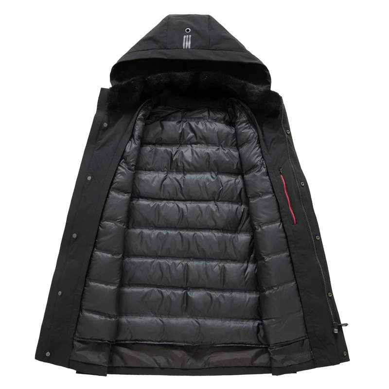 Herren wasserdichter zweilagiger Mantel mit gesteppter Innenjacke und Kapuze Nord Taschen