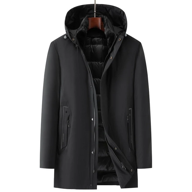 Herren wasserdichter zweilagiger Mantel mit gesteppter Innenjacke und Kapuze Nord Taschen