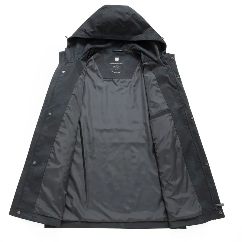 Herren Wasserdichte, atmungsaktive Stadtoverall-Jacke mit Kapuze und minimalistischer Utility-Optik Nord Taschen
