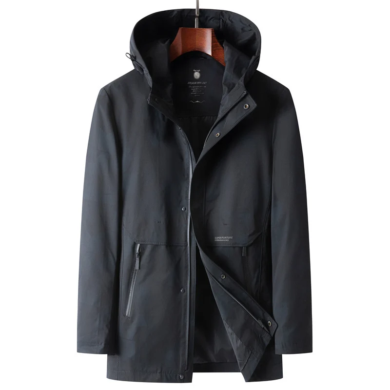 Herren Wasserdichte, atmungsaktive Stadtoverall-Jacke mit Kapuze und minimalistischer Utility-Optik Nord Taschen