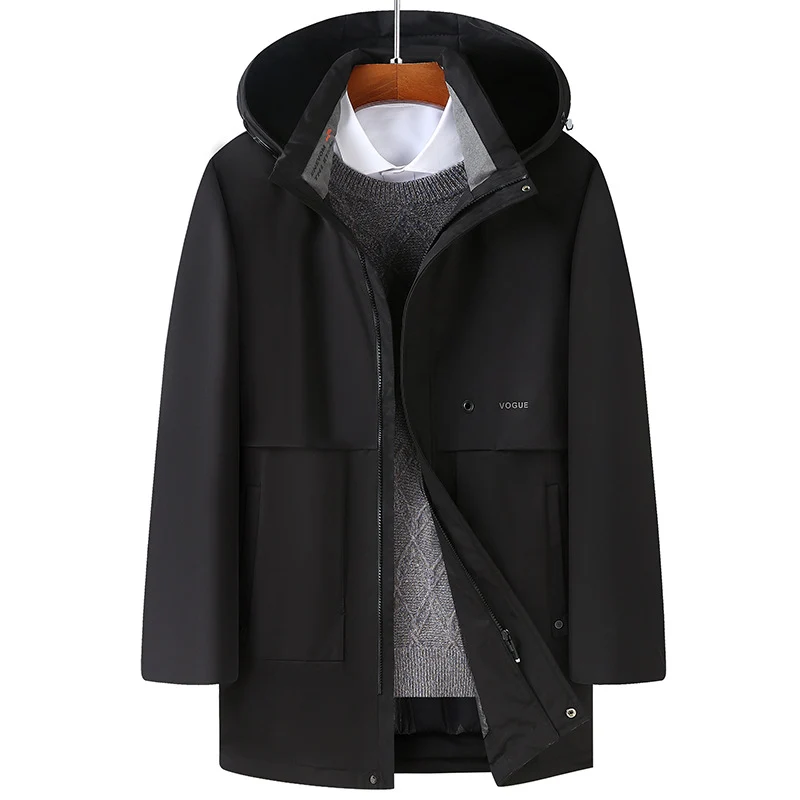 Herren Wasserabweisender Kapuzenparka mit minimalistischem Design und verdecktem Reißverschluss Nord Taschen