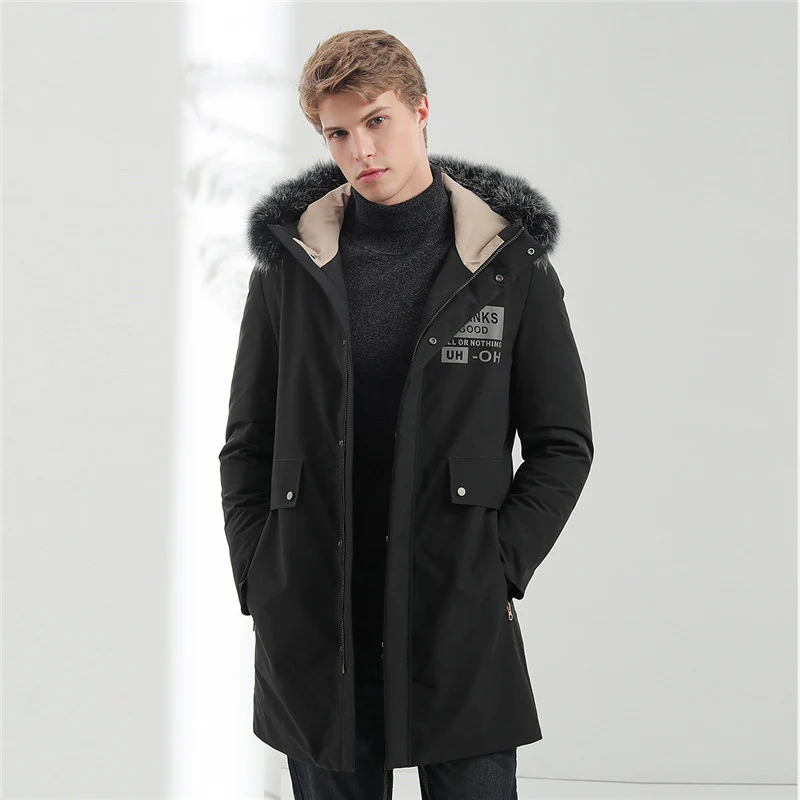 Herren Urbaner Winterparka mit abnehmbarer Kunstfellkapuze, thermoisolierender Steppfutterlage und verdecktem Reißverschluss Nord Taschen