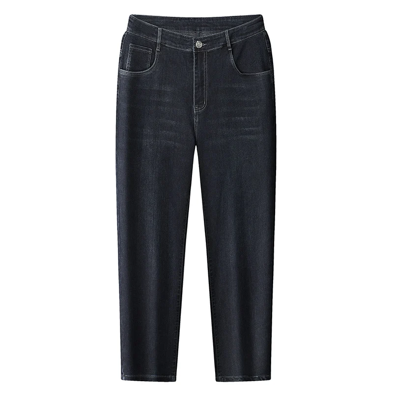 Damen Hochtaillierte Slim-Ankle-Jeans mit elastischem Bund und dezenter Used‑Waschung Nord Taschen