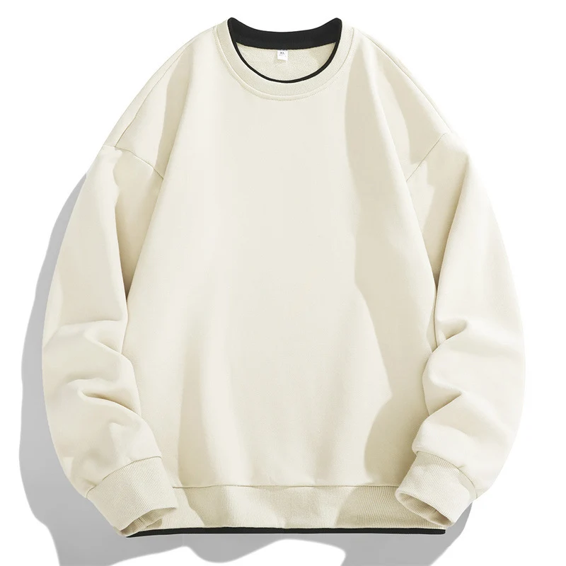 Unisex Oversize Rundhalspullover aus Baumwollmix mit Kontrastbesatz und gerippten Bündchen Nord Taschen