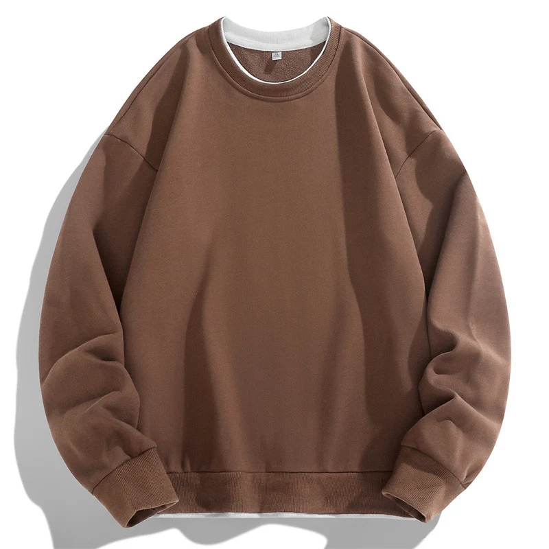Unisex Oversize Rundhalspullover aus Baumwollmix mit Kontrastbesatz und gerippten Bündchen Nord Taschen