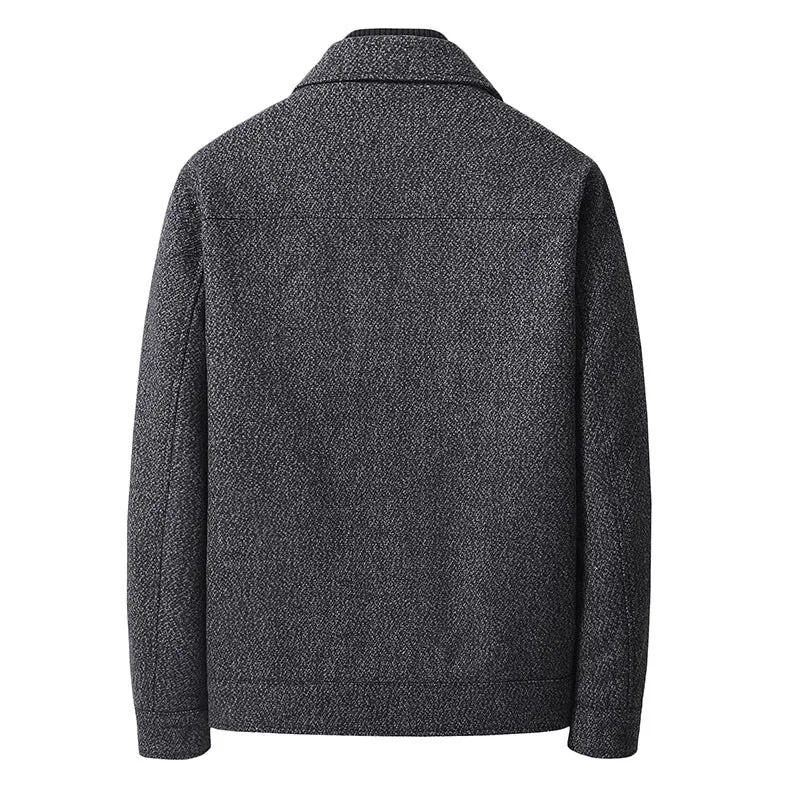 Herren Wollmix-Kurzjacke mit Hemdkragen und fein strukturierter Tweed-Optik Nord Taschen